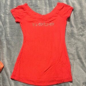 Bebe Vibrant Red Short Sleeve Tee